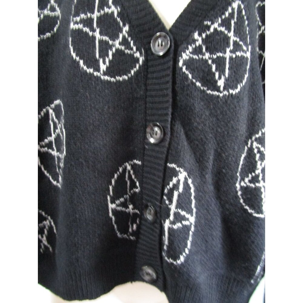 Romwe Womens 3XL Black Cardigan Gothic Emo Pentagram Halloween GUC - Picture 12 of 12